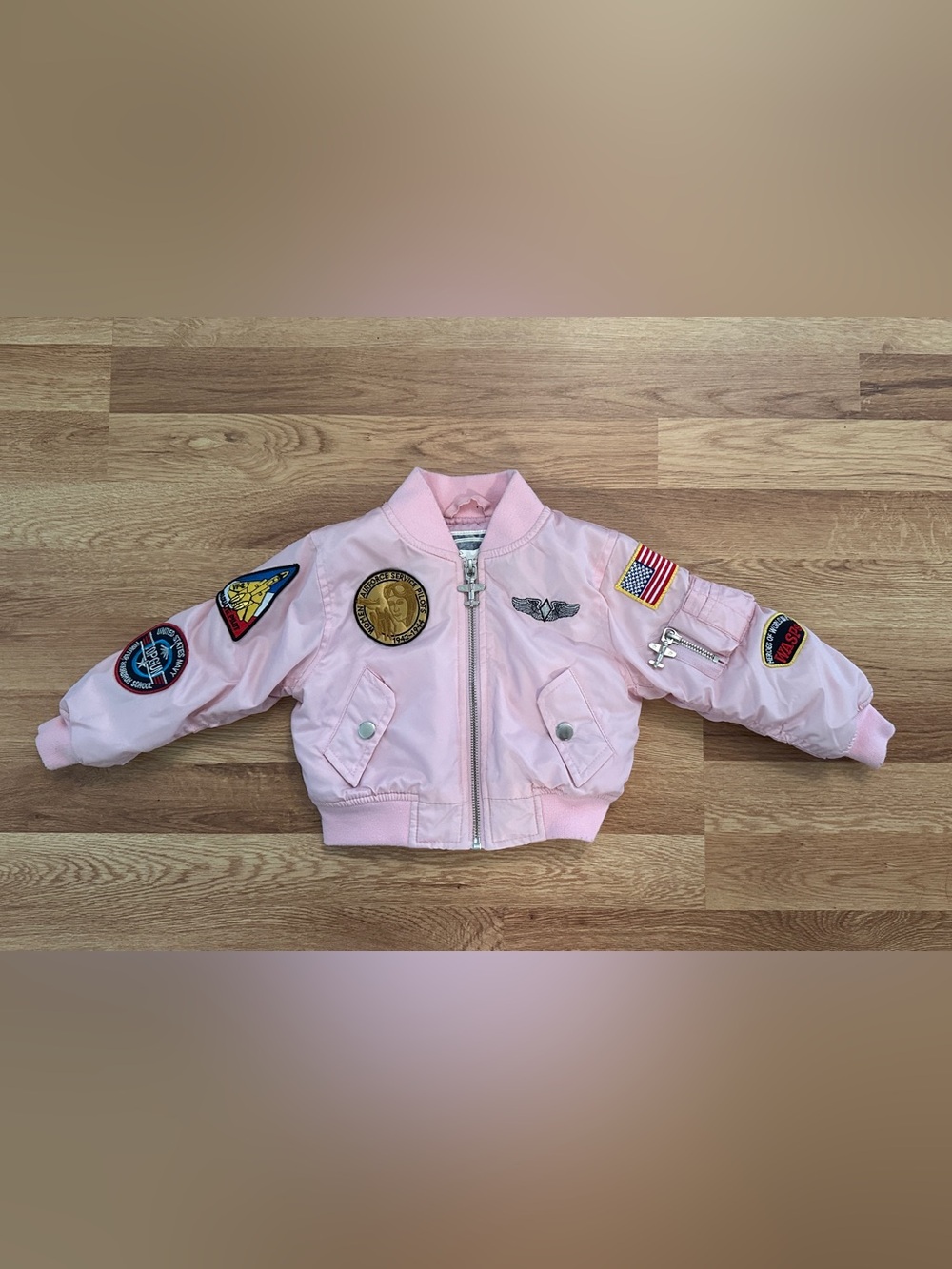 Up & Away Flight Jacket Girls Size L/24 Pink, Airplane Hardware